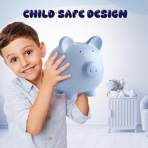 SOBEIT 11inch Piggy Bank for Adult, Large Ceramic Piggy Bank, Cute Money Bank Coin Bank for Adult, Girls, Boys, Kids (Blue/11.02”L x 7.48”W x 8.66” H) by SOBEIT - Image 7