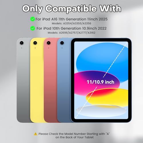 Image of YBING for iPad A16 Case with Keyboard & iPad 10th Generation 10.9 inch 2022, 360 Rotation Magnetic Cover with 7-Color Backlit Wireless Detachable Keypad with Pencil Holder (Yellow)
