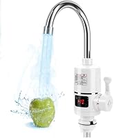 Wasserhahn mit Durchlauferhitzer, 360° Elektrische Wasserhahn, Digitale LCD Temperaturanzeige, Durchlauferhitzer, 220v Wasserhahn mit Durchlauferhitzer Küche für Küche, Garten, Wohnwagen