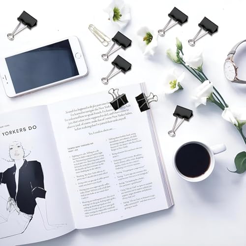 150 Pcs Black Small Binder Clips, 0.75 Inch Mini Binder Clips - 19mm Metal Clips Office Supplies for Organizing Documents and Papers image 8