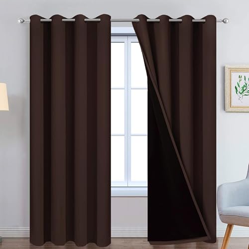Image of Galaxy Home Decor Premium True Blackout Curtains for Long Door 10 Feet Long 100% Light Block | Thermal & Noise Insulation | Black Back Coating | Pack of 2 | Brown