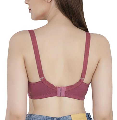 Image of Women's Seamless Padded Bra | Full Coverage | Cotton Stretch Fabric and Nylon Lace | Broad Adjustable Straps