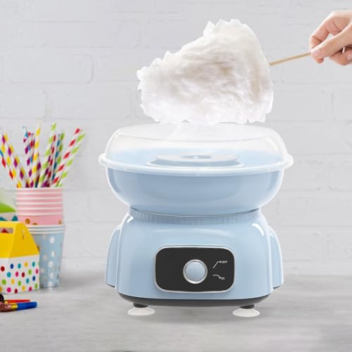 Zuckerwattemaschine Set, 500W Zuckerwatte Maschine mit Plastikstab Löffel und 10 Bambus-Stäbchen, 1850RPM Zucker für Zuckerwattemaschine, Cotton Candy Maker für Kindergeburtstag Party, BIS 180℃ (Blau) – Bild 5