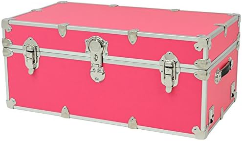 CampBound Summer Camp Trunk with Wheels, Tray, & Soft Close Lid - X-Large - 34" x 20" x 15" - Pink