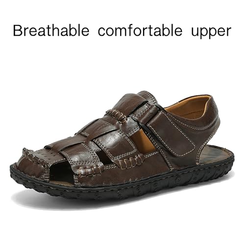 Leather Fisherman Sandals Handmade Stitched Closed Toe Adjustable Summer Beach Casual Walking Outdoor Sandals2