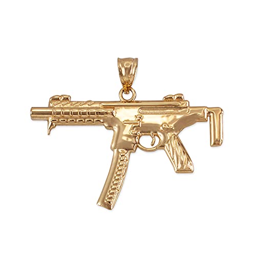 La Blingz 10K Yellow Gold Smg Gun Pendant Necklace (Pendant Only) #TOP29