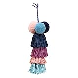 El llavero de borla está decorado con coloridos adornos de flecos de hilo de bola de pelo, te hacen atractiva y única