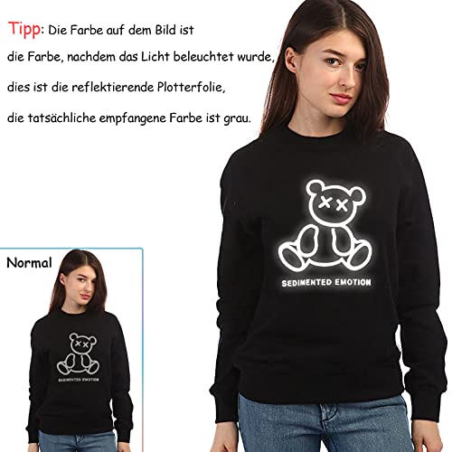 FOSER Plotterfolie Textil, Reflektierende Regenbogen-Plotterfolie 30,5cm×1,5m Heat Transfer Vinyl, Textil Bügeltransferfolie, für DIY T-Shirt, Stoffe (Reflektierender Silber)