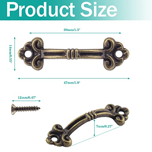 Waziaqoc 20pcs Vintage Mini Pulls, Bronze Drawer Pull Zinc Alloy Antique Mini Decorative Handles for Wardrobe Drawer Dresser Jewelry Box - Image 2