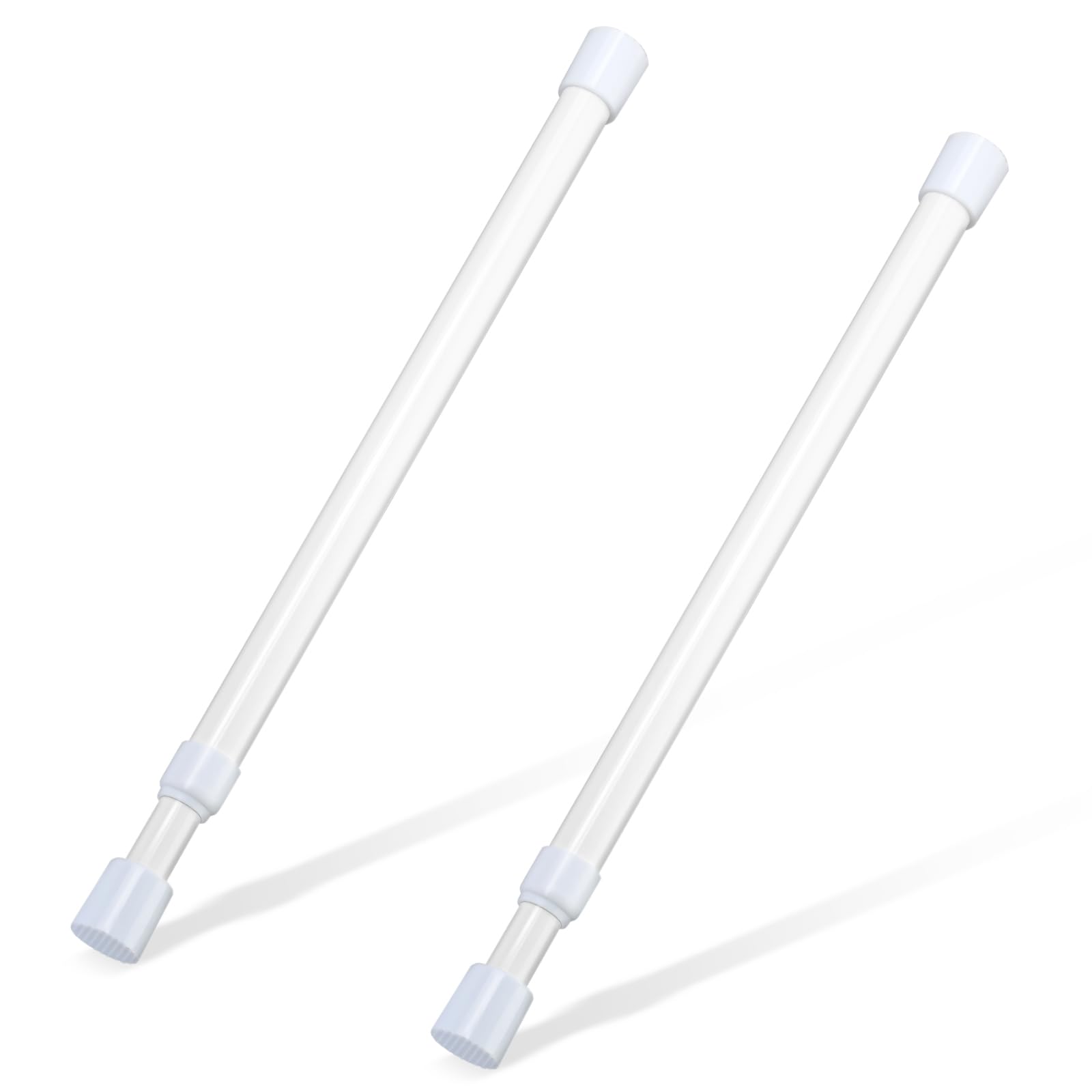 2 Pcs Small Tension Rod 12-20 inch Spring Rod, Tension Rod Spring Tension Rod, Small Tension Curtain Rod, Short Thin Tension Rod, Mini Tension Rods for Closet, Cabinets, Cupboard, Drawers, White