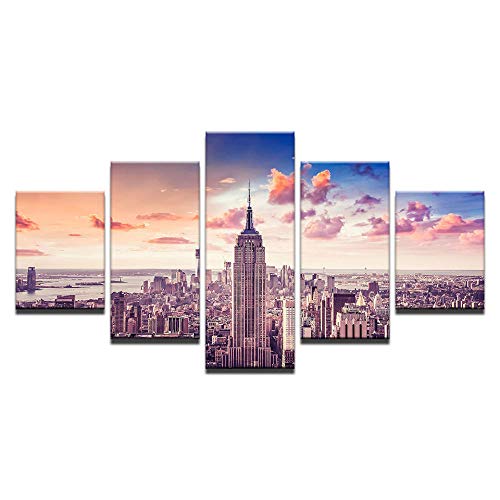 Murale HD image de gratte-ciel en toile 5 pièces pour grand mur vide