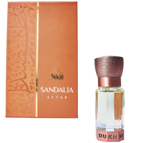Dukhni Sandalia Attar Perfume Oil 6ml of Premium Sandalwood Oil, Authentic Sandalwood fragrance oil for Men & Women | Luxurious Islamic Gift | Alcohol-Free & Vegan