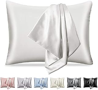 pendali Satin Pillowcase for Hair and Skin, Luxury Smooth Satin Pillow Case with Hidden Zipper, Wrinkle, Fade Resistant, 1 Pack Soft and Breathable Standard Size Pillow Cover (White, 19" x 26")