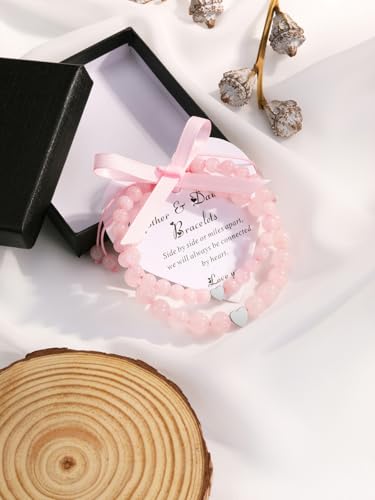Pulseras para madre de hija con dijes de corazones y cristales finos 6