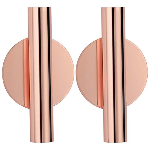 Jarrones de 2 Piezas para Flores 4.3x2.4 Monte de Pared cuelgante Jarrón de Flores secas Jarrones de Flores de Metal Liso con Hone, Oficina, Boda, reunión Familiar, Oro de Aniversario de Oro Rosa