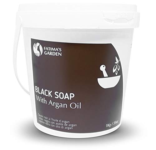 Black Soap (Beldi Soap) with Argan Oil by Fatima s Garden - 100 % natural Moroccan Black Soap, Body Scrub, Pure & Natural, Purifying, Cleansing, exfoliating for Hammam Ritual- 35 oz 1 Kg