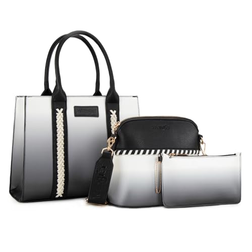 Image of Wrangler 3PCS Purses for Women Tote Bag Crossbody Handbag and Wallet Set with Guitar Strap
