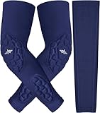 Penveer Compression Padded Arm Sleeves for Youth & Adults - Elbow & Forearm Support - Breathable Football Padded Sleeves (Navy, YSM)