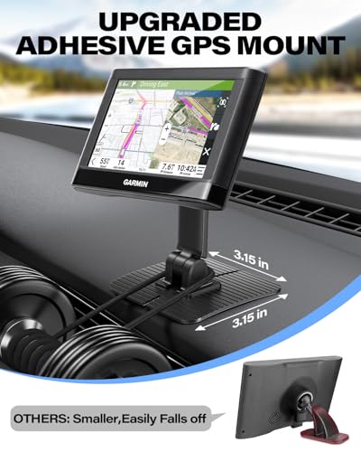 1Zero Adhesive GPS Mount Holder for Garmin, Dual-Axis Adjustable GPS Holder with 360° Rotating Ball Joint, Dashboard GPS Mount for Garmin Nuvi Dezl Drive Drivesmart Zumo Driveassist DriveLuxe RV - Thumbnail 4
