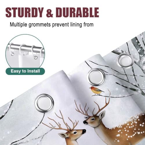 Rideau de douche cerf 180x200 cm imperméable en polyester gris clair pour baignoire - 6