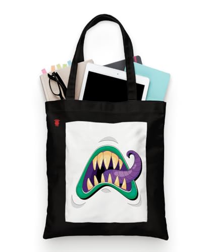 Image of ZORI Black Tote Bag With Pocket Printed Designed Canvas Tote Bags For Women large capacity,Tote bag For Shopping, College, Travel, More Canvas Handbag For Unisex Bag