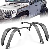YZONA for JL JLU Flat Front & Rear Fender Flares Compatible with 2018 2019 2020 2021 2022 2023 2024 2025 2026 Jeep Wrangler JL JLU Unlimited, 4-PCS Heavy Duty Steel Mud Guard Off-Road Wheel Fender Kit