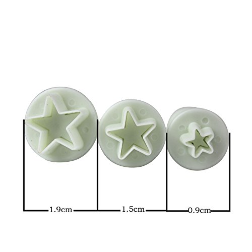 Fulldream - 3 moldes de corte com forma de mini estrela para decoração de bolos, bolachas, bolachas