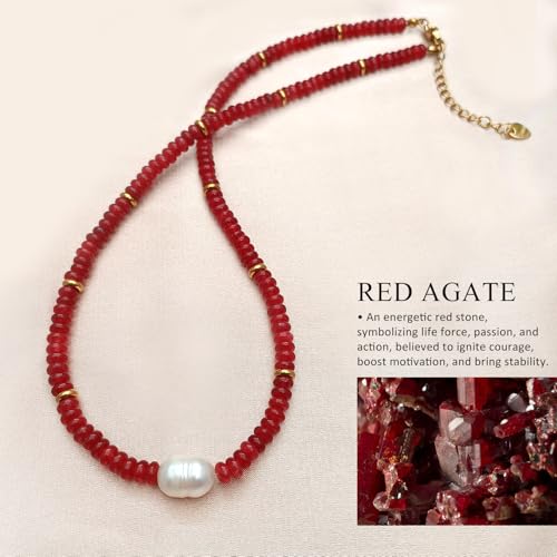 Beaded Necklaces for Women Gemstone Necklace with Freshwater Pearl Crystal Beaded Necklace Natural Stone Summer Beach Bead Choker Boho Necklaces for Women2