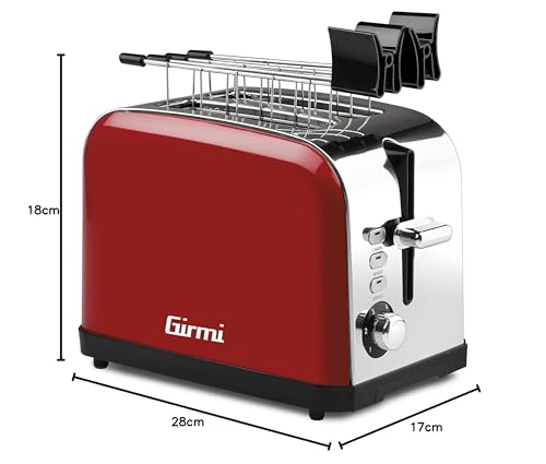 Girmi Tp5602 Tostapane, Acciaio Inox, 850 W, Rosso - 7