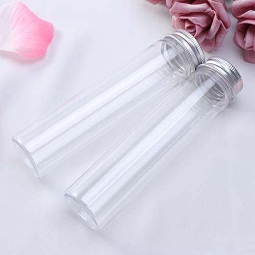 UKCOCO 12 PCS Flat-Bottomed Plastic Clear Test Tubes with Screw Caps Candy Cosmetic Travel Lotion Containers 110ml