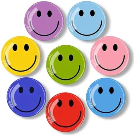 16 Pack Smile Face Fridge Magnets, Colorful Glass Locker Magnets ...