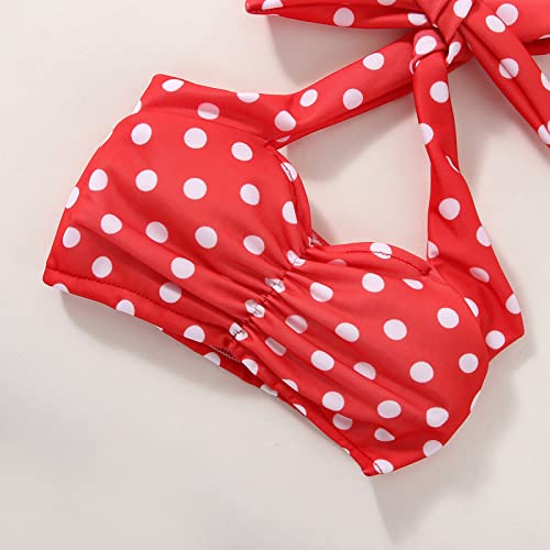 Baby Girl Bikini Kids Toddler Polka Dot Swimsuits Swimwear Beach Bathing Suit Bikinis Set Toddler (Red, 12-18 Months)3
