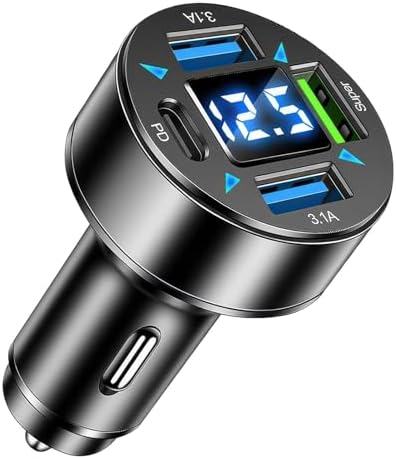 66W 5-Port USB C Auto Ladegerät Set - Mit PD Schnellladung Und LED Voltmeter