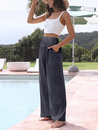 JZC Women's Palazzo Lounge Pants Casual Wide Leg Pants High Waist Flowy Toursers with Pockets