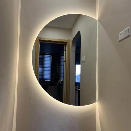 Dimmable LED Backlit Bathroom Mirror with Smart Defogging, Explosion-Proof Glass, Perfect for Hotel or Home Use, Available in 35", 39", 43", 47", 51" Sizes (51" Left Semicircle)