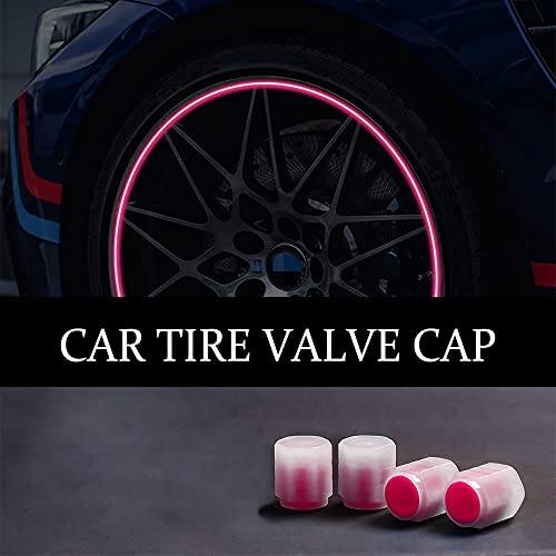 4PCS Tire Valve Stem Caps, Tire Valve Caps, Illuminated Corrosion Resistant Tire Pressure Caps, Car Exterior Accessories Glowing Tire Valve Stem Covers Universal for Car, Truck, SUV, Motorcycles, Bike