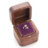 JYmusic Walnut Wood Ring Box for Proposal, Engagement, Wedding - Single Ring Storage Case with Soft Purple Velvet Lining, Elegant Jewelry Gift Box for Her, 'You Are My Sunshine' Theme Keepsake.