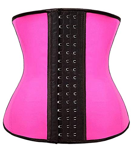 YIANNA Waist Trainer for Women Underbust Latex Sport Girdle Corsets Cincher Hourglass Body Shaper, (Rose, XS)
