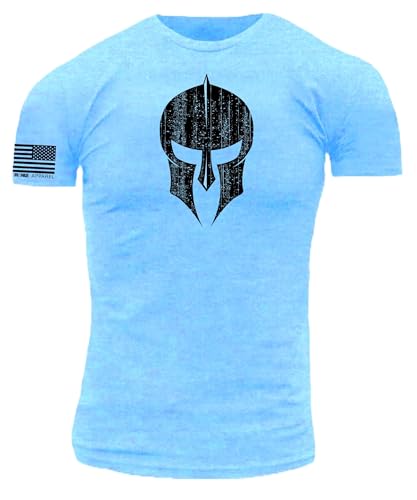 Distressed Spartan Hoplite Warrior Premium Performance Blend Athletic Fit T-Shirt (US, Alpha, X-Large, Regular, Regular, Heathered Carolina Blue)