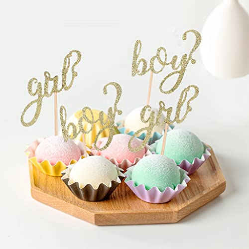 24 Pcs Gold Glitter Boy Or Girl Cupcake Toppers For Gender Reveal Party Wedding Baby Shower Kids Birthday Party Cake Dessert Decorations Supplies Picks #TOP3