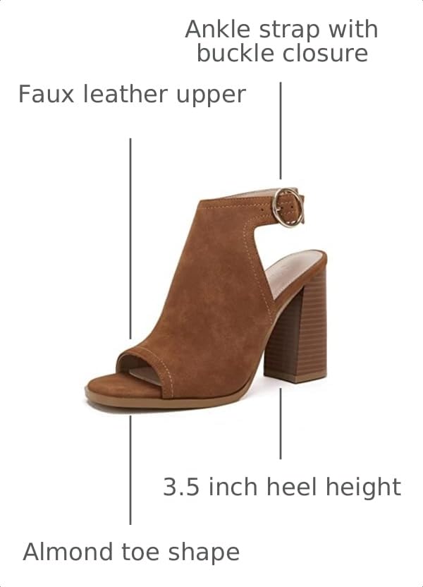 Image of Ermonn Women's Open Peep Toe Sandals Chunky Block High Heel Cutout Booties