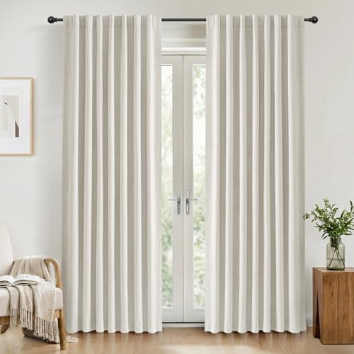 INOVADAY 100% Cortinas Opacas 2 Piezas Cortinas Termicas Aislantes Frio y Calor, Cortina Salon Dormitorio 140x245 CM, Beige