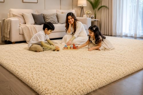 Image of Shaggy Carpet 4x6 Ft for Living Room & Bedroom (Light Mouse)