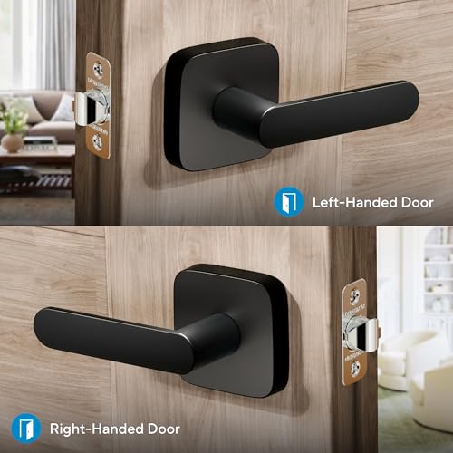 ULTRALOQ Passage Lever Door Handle, Reversible Black Front Door Handle No Lock for Interior or Exterior Door, Closet, Hallway, Adjustable Latch Backset, IP65 Waterproof, Matte Black by ULTRALOQ - Image 5
