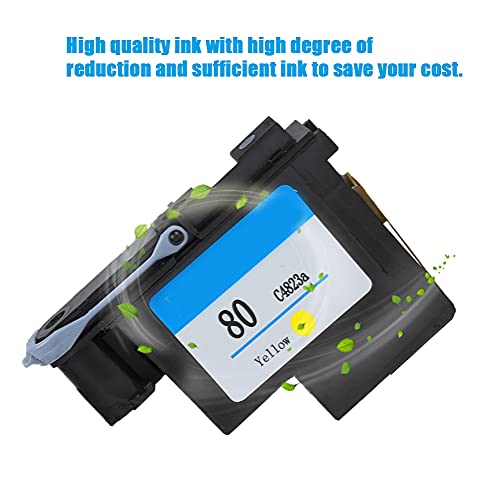 Ashata Printhead For Hp80 Designjet 1000/1050 / 1055 Series, No Paper Jam, C4820A Black/ C4822A Magenta/ C4823A Yellow/ C4821A Cyan/Cmyk(Yellow) #TOP2