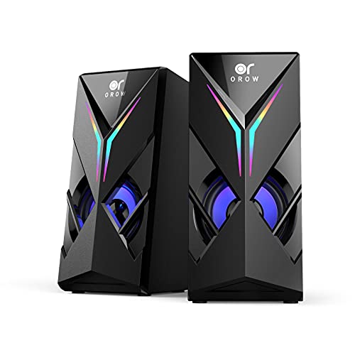 OROROW Desktop Speakers,1OW Gaming Speakers 2.0 Channel Monitor Speakers USB Powered RGB Speakers for PC Desktop Laptop 3.5mm Aux Input Multimedia Speaker