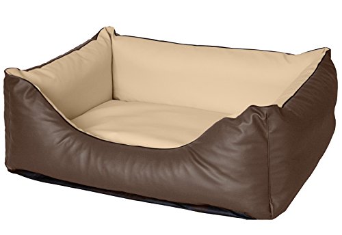 CopcoPet Cuccia per cani Rocco Mocca 70 x 55 cm – Letto reversibile in ecopelle facile da pulire – Lavabile e confortevole – Con bordo rialzato – Posto letto stabile per cani di piccola taglia