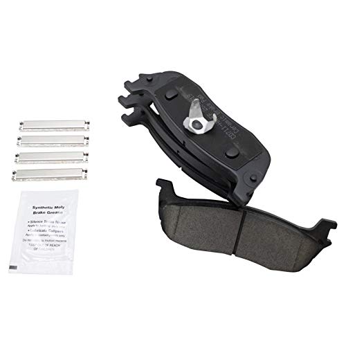Image of TRQ Performance Rear Brake Pad and Rotor Set Ceramic Slotted Drilled Calipers Compatible with 1999-2003 Ford F-150 Lightning 2002-2003 F-150 Harley-Davidson Edition 2004 F-150 Heritage SVT Lightning