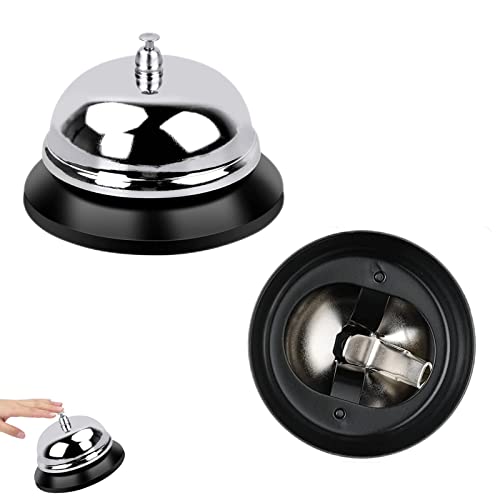 2 Pièces Sonnette de Comptoir Sonnette de Service en Acier Inoxydable Cloche de Table D'appel Sonnette de Réception pour Cuisine Hôtel Restaurant Bar Bureau...