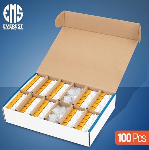 Image of Everest 90 Degree RJ45 cat6 Keystone Jacks Slim Profile 100-Pack Yellow | Compatible with 90 Angled Speed Termination Tool - easyJACK (B094WB91H3)
